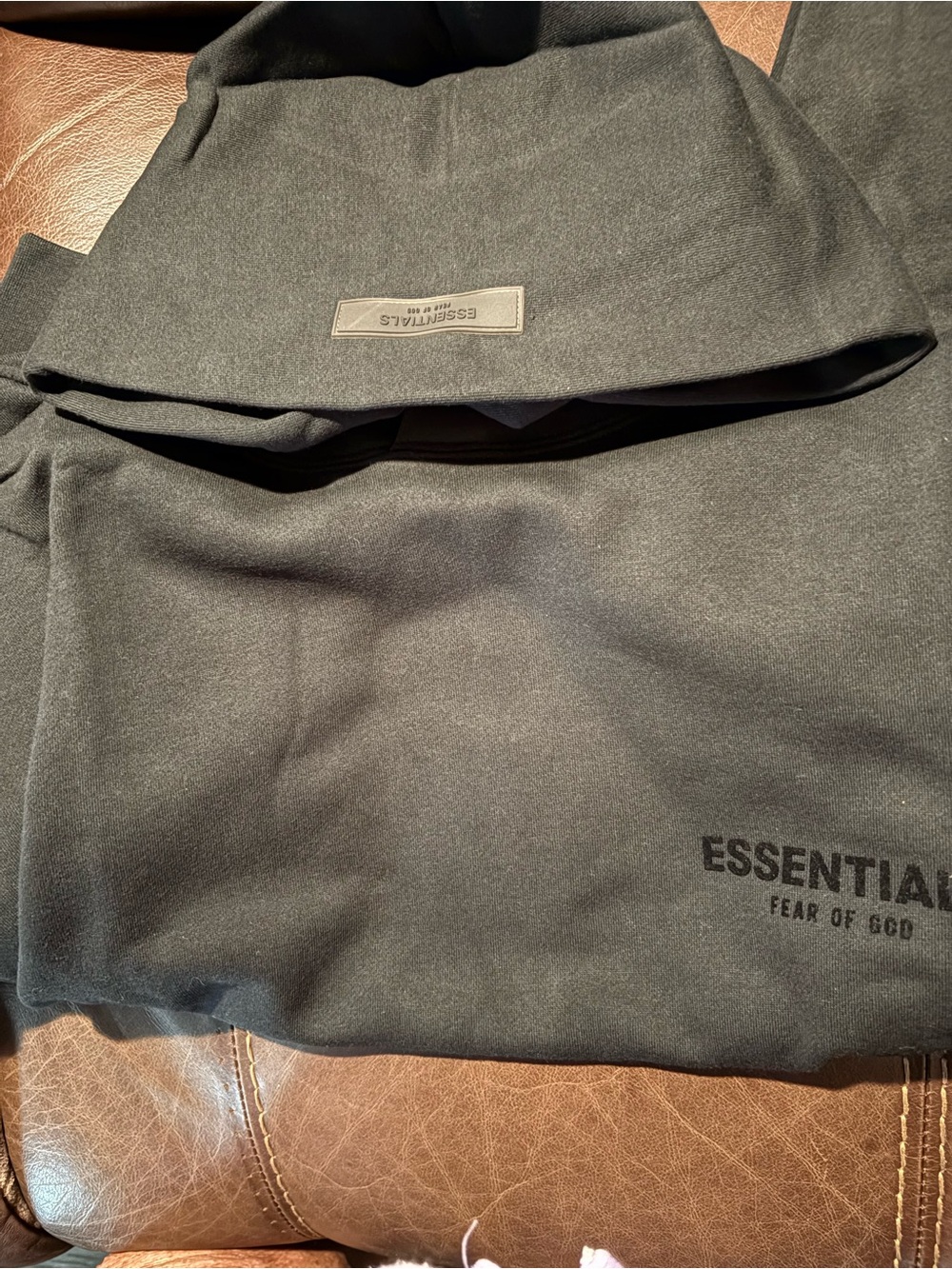 Fear of God Essentials Black Sweatpants with Subtle Branding